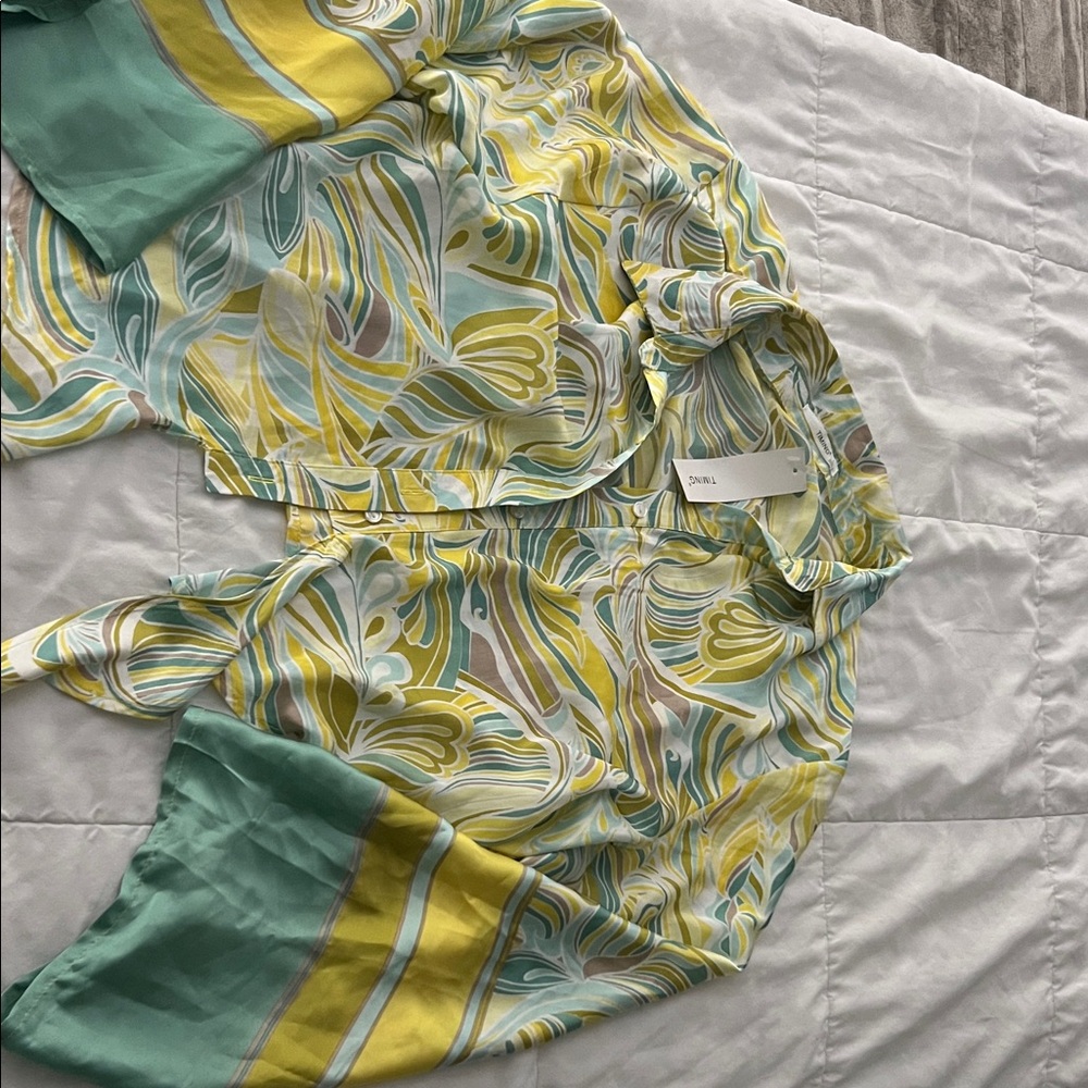 Timing Yellow and Green Patterned Blouse